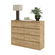 GABRIEL - Kommode / Sideboard mit 8 Schubladen - Wotan Eiche H92cm B120cm T33cm