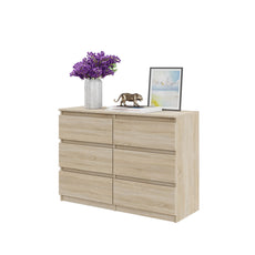 GABRIEL - Kommode / Sideboard mit 6 Schubladen - Sonoma Eiche H71cm B100cm T33cm