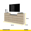 GABRIEL - Kommode / Sideboard mit 14 Schubladen (4+6+4) - Sonoma Eiche H92/70cm B220cm T33cm