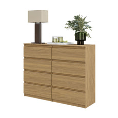GABRIEL - Kommode / Sideboard mit 8 Schubladen - Lancelot Eiche H92cm B120cm T33cm