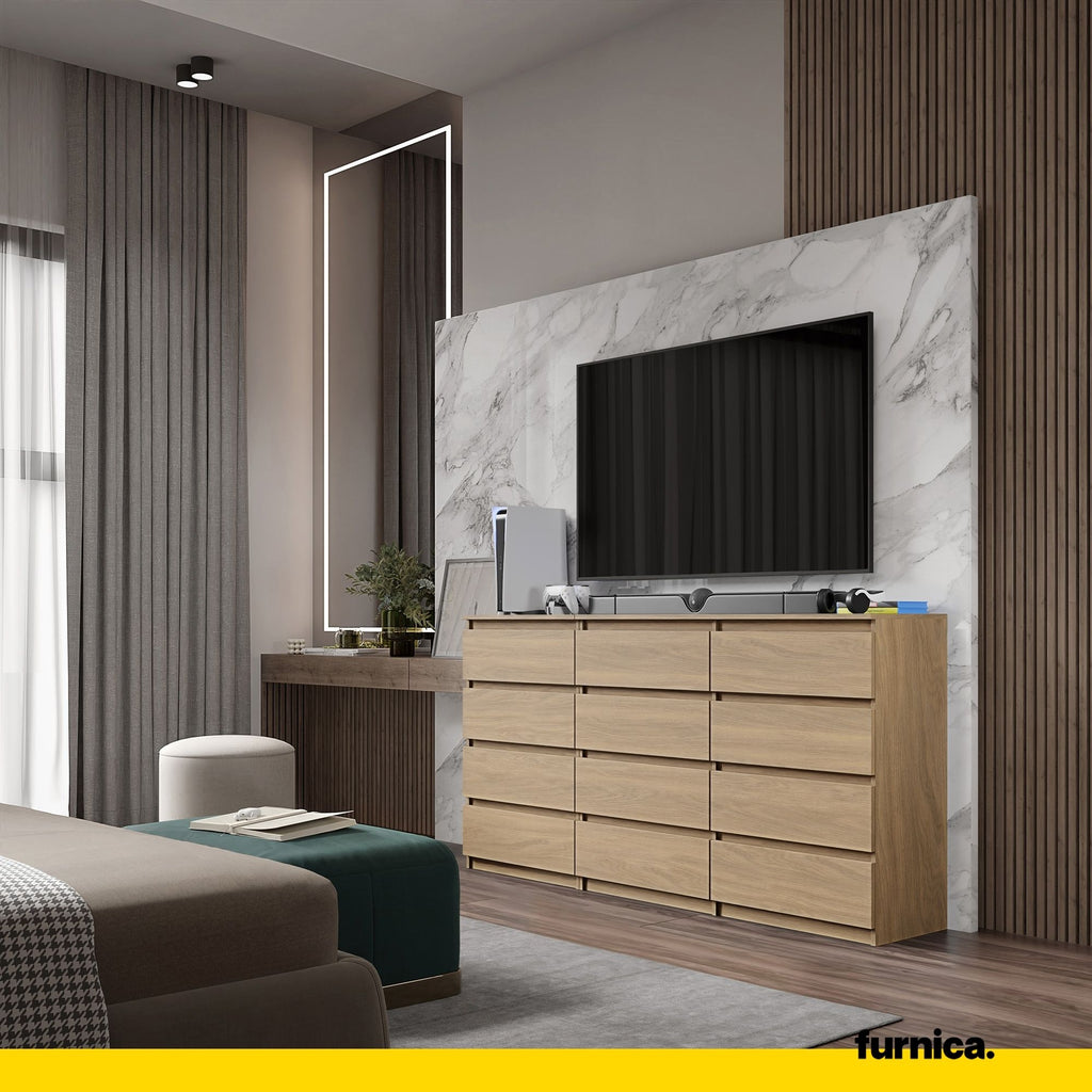 GABRIEL - Kommode / Sideboard mit 12 Schubladen (8+4) - Lancelot Eiche H92cm B180cm T33cm