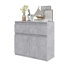NOAH - Kommode / Sideboard mit 2 Schubladen und 2 Türen - Beton-Optik H75cm B80cm T35cm