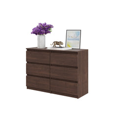 GABRIEL - Kommode / Sideboard mit 6 Schubladen - Wenge H71cm B100cm T33cm
