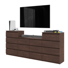 GABRIEL - Kommode / Sideboard mit 14 Schubladen (4+6+4) - Wenge H92/70cm B220cm T33cm