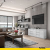 MIKEL - Kommode / Sideboard mit 6 Schubladen und 3 Tür - Beton-Optik H75cm B80cm T35cm
