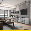 MIKEL - Kommode / Sideboard mit 6 Schubladen und 3 Tür - Beton-Optik H75cm B80cm T35cm