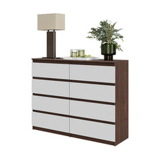 GABRIEL - Kommode / Sideboard mit 8 Schubladen - Wenge / Weiß Matt H92cm B120cm T33cm