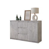 MIKEL - Kommode / Sideboard mit 3 Schubladen und 2 Türen - Beton-Optik H75cm B120cm T35cm