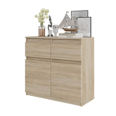 NOAH - Kommode / Sideboard mit 2 Schubladen und 2 Türen - Sonoma Eiche H75cm B80cm T35cm