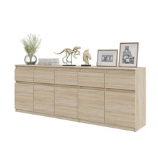 NOAH - Kommode / Sideboard mit 5 Schubladen und 5 Tür - Sonoma Eiche H75cm B80cm T35cm