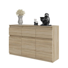 NOAH - Kommode / Sideboard mit 3 Schubladen und 3 Türen - Sonoma Eiche H75cm B120cm T35cm