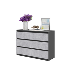 GABRIEL - Kommode / Sideboard mit 6 Schubladen - Anthrazit / Beton-Optik H71cm B100cm TD33cm