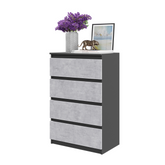 GABRIEL - Kommode / Sideboard mit 4 Schubladen - Anthrazit / Beton-Optik H92cm B60cm T33cm