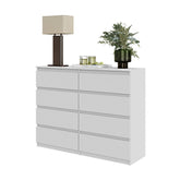 GABRIEL - Kommode / Sideboard mit 8 Schubladen - Weiß Matt H92cm B120cm T33cm