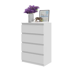 GABRIEL - Kommode / Sideboard mit 4 Schubladen - Weiß Matt H92cm B60cm T33cm