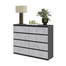 GABRIEL - Kommode / Sideboard mit 8 Schubladen - Anthrazit / Beton-Optik H92cm B120cm T33cm