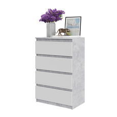 GABRIEL - Kommode / Sideboard mit 4 Schubladen - Beton-Optik / Weiß Matt H92cm B60cm T33cm