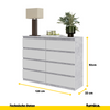 GABRIEL - Kommode / Sideboard mit 8 Schubladen - Beton-Optik /  Weiß Matt H92cm B120cm T33cm