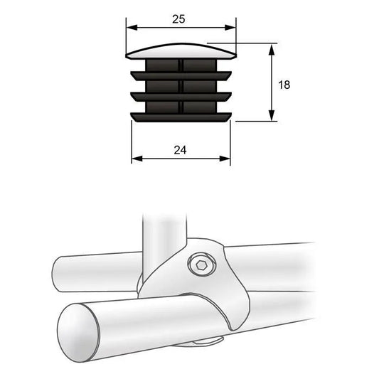 25mm Rohrkappe, Chrom – Furnica