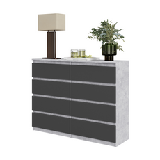 GABRIEL - Kommode / Sideboard mit 8 Schubladen - Beton-Optik / Anthrazit H92cm B120cm T33cm