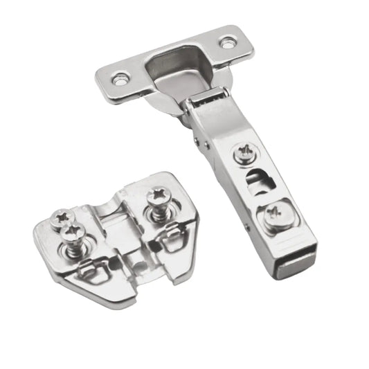 3D Soft-Close Scharnier Topfband, H0 Montageplatte mit EURO Schrauben, Eckanschlag – Furnica