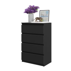GABRIEL - Kommode / Sideboard mit 4 Schubladen - Schwarz Matt H92cm B60cm T33cm