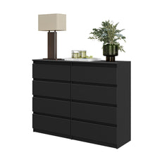 GABRIEL - Kommode / Sideboard mit 8 Schubladen - Schwarz Matt H92cm B120cm T33cm