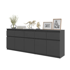 NOAH - Kommode / Sideboard mit 5 Schubladen und 5 Tür - Anthrazit H75cm B80cm T35cm