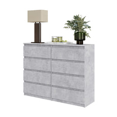 GABRIEL - Kommode / Sideboard mit 8 Schubladen - Beton-Optik H92cm B120cm T33cm