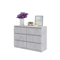 GABRIEL - Kommode / Sideboard mit 6 Schubladen - Beton-Optik H71cm B100cm T33cm