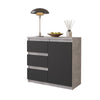 MIKEL - Kommode / Sideboard mit 3 Schubladen und 1 Tür - Beton-Optik / Anthrazit Grau H75cm B80cm T35cm