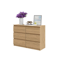 GABRIEL - Kommode / Sideboard mit 6 Schubladen - Lancelot Eiche H71cm B100cm T33cm