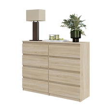 GABRIEL - Kommode / Sideboard mit 8 Schubladen - Sonoma Eiche H92cm B120cm T33cm