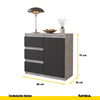 MIKEL - Kommode / Sideboard mit 3 Schubladen und 1 Tür - Beton-Optik / Anthrazit Grau H75cm B80cm T35cm