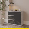MIKEL - Kommode / Sideboard mit 3 Schubladen und 1 Tür - Beton-Optik / Anthrazit Grau H75cm B80cm T35cm