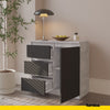 MIKEL - Kommode / Sideboard mit 3 Schubladen und 1 Tür - Beton-Optik / Anthrazit Grau H75cm B80cm T35cm