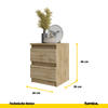 GABRIEL - Nachttisch - Nachtschrank mit 2 Schubladen - Wotan Eiche H40cm B30cm T30cm