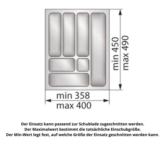 Besteckeinsatz für Schublade, Korpusbreite: 450mm, Tiefe: 490mm - Weiß – Furnica