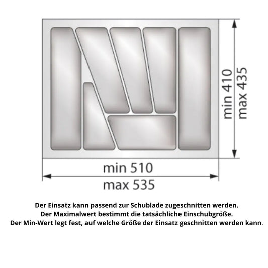 Besteckeinsatz für Schublade, Korpusbreite: 600mm, Tiefe: 430mm - Weiß – Furnica