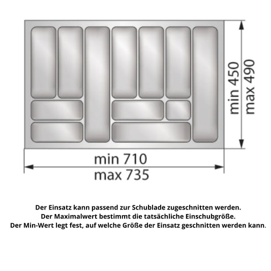 Besteckeinsatz für Schublade, Korpusbreite: 800mm, Tiefe: 490mm - Weiß – Furnica