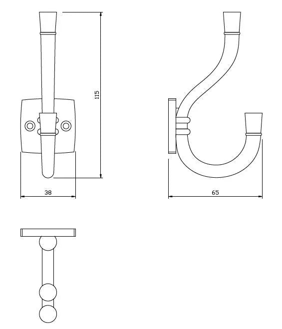 Doppelter Hut- und Mantelhaken - 115 mm - Chrom – Furnica
