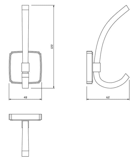 Doppelter Hut- und Mantelhaken - 122 mm - Gebürsteter Stahl – Furnica