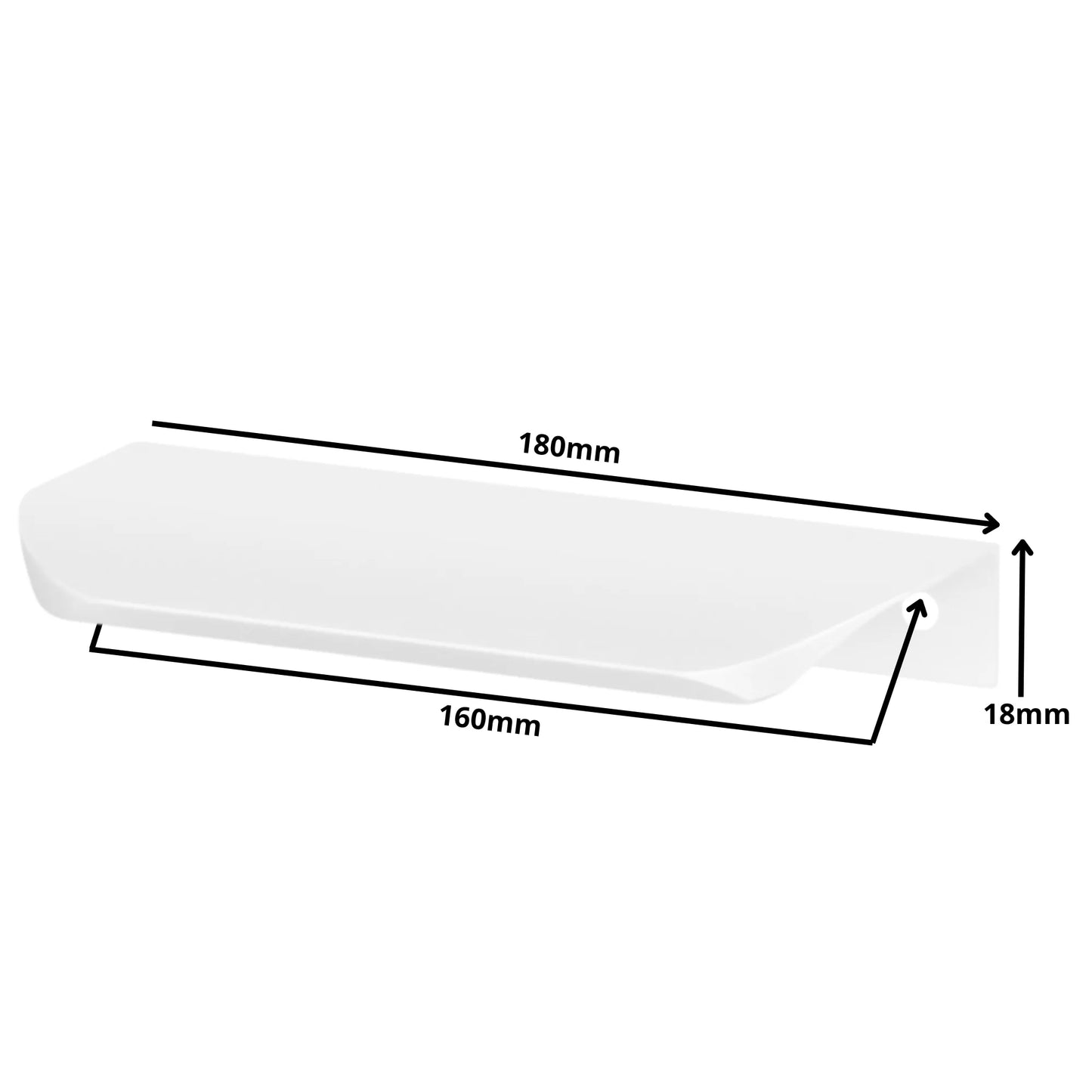 Griffleiste Kantengriff Rund 160mm (180mm Gesamtlänge) - Weiß – Furnica