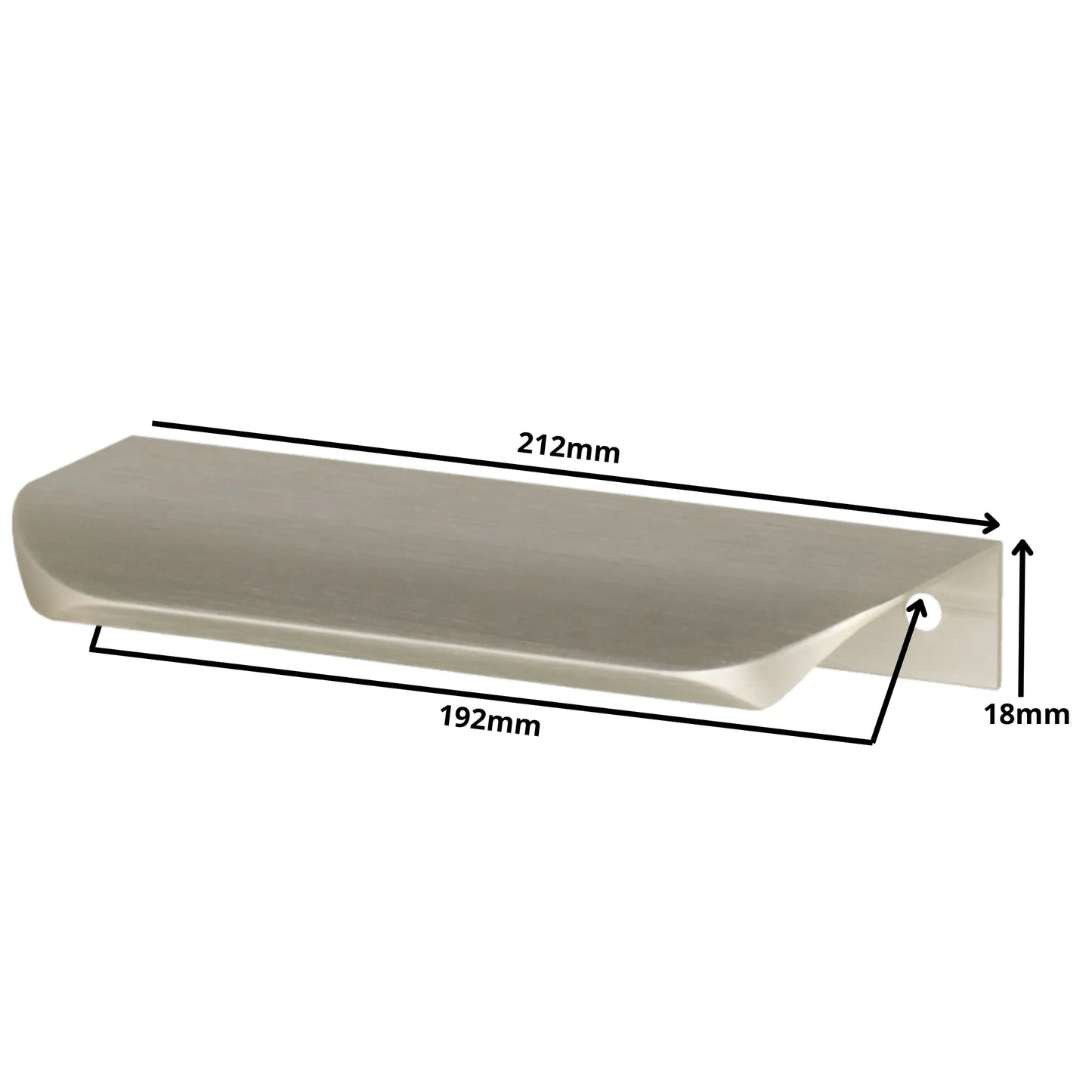 Griffleiste Kantengriff Rund 192mm (212mm Gesamtlänge) - Gebürsteter Edelstahl – Furnica