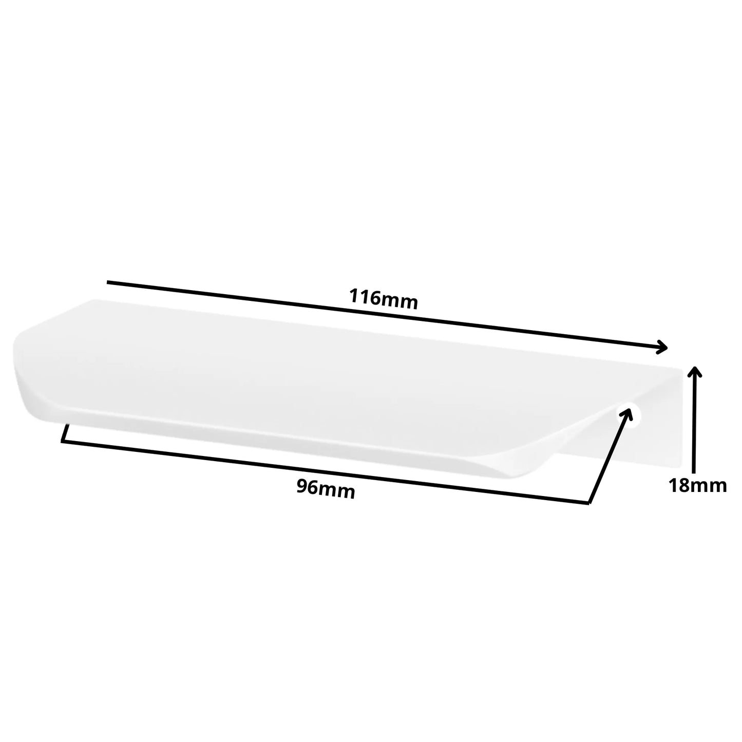 Griffleiste Kantengriff Rund 96mm (116mm Gesamtlänge) - Weiß – Furnica