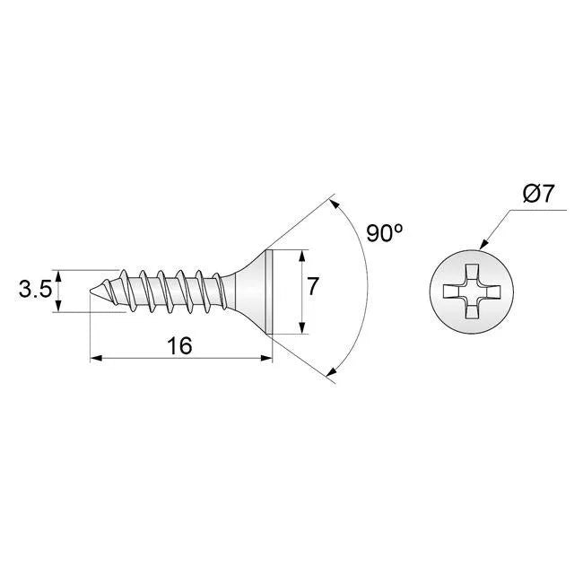 Holzschrauben PH2 3.5x16mm Weißer Zink (1000 stk.) – Furnica