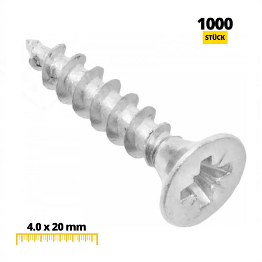 Holzschrauben PZ2 4.0x20mm Weißer Zink (1000 stk.) – Furnica