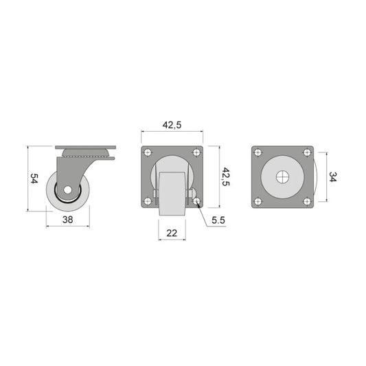 Möbelgummi-Rolle mit Lager Ø38mm – Furnica