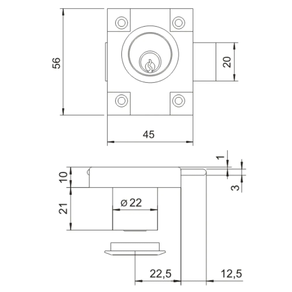 Möbelschloss 22x21mm – Furnica