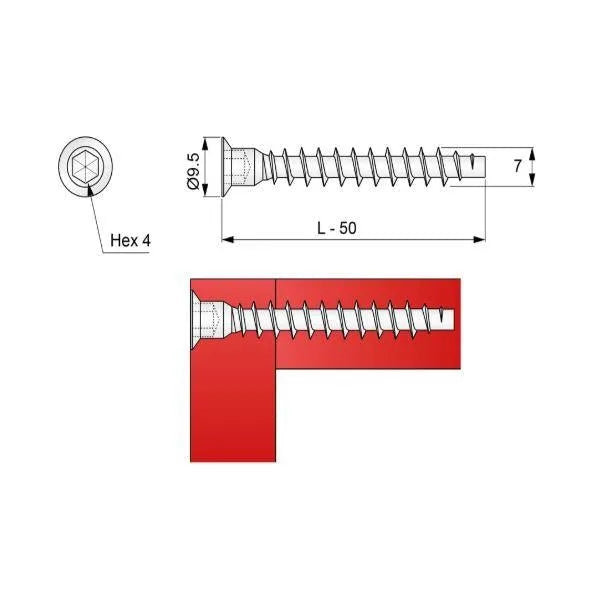 Möbelschraube - 7.0x50mm – Furnica